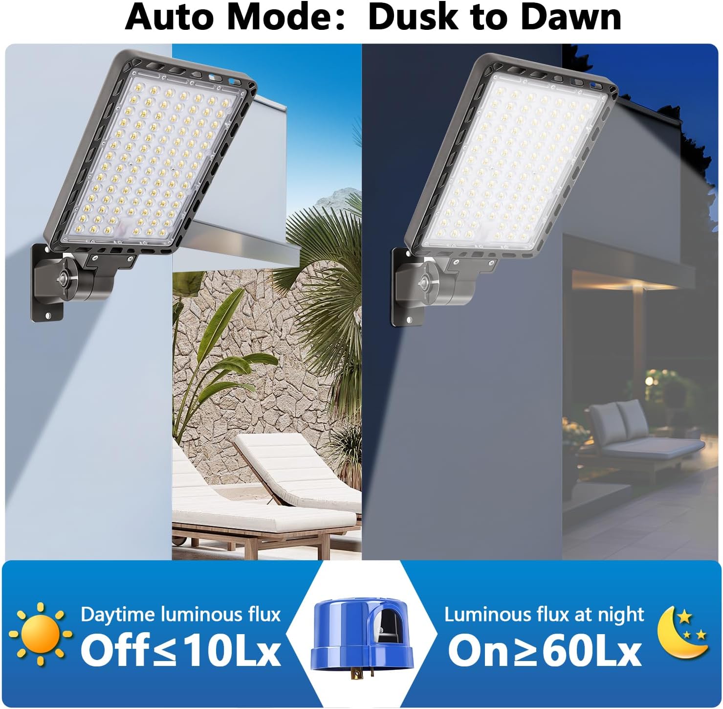 240W LED Parking Lot Light, 36000LM 5000K Adjustable Wall Mount Security Flood Lights with Dusk to Dawn Photocell, IP65 Waterproof Shoebox Light for Street, Yard