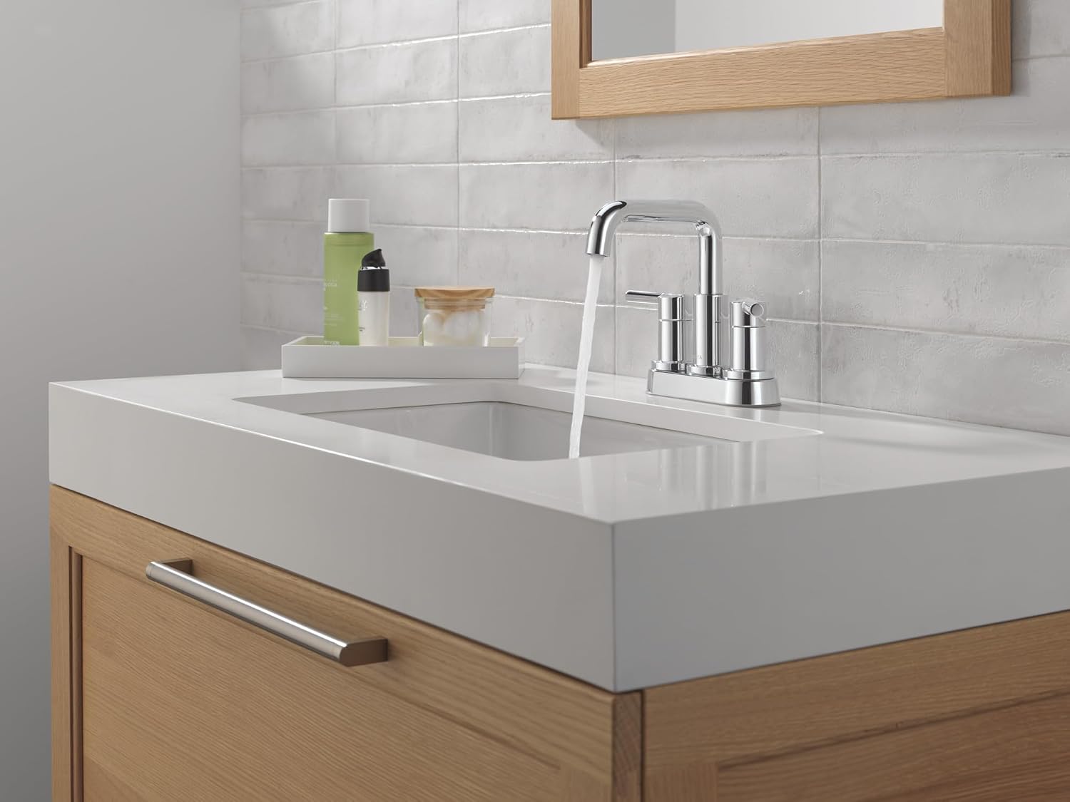 Delta Nicoli Centerset Chrome Bathroom Faucet, 4 Inch 3 Hole Bathroom Sink Faucet for Vanity, Push-Pop Drain Assembly, Chrome 25849LF