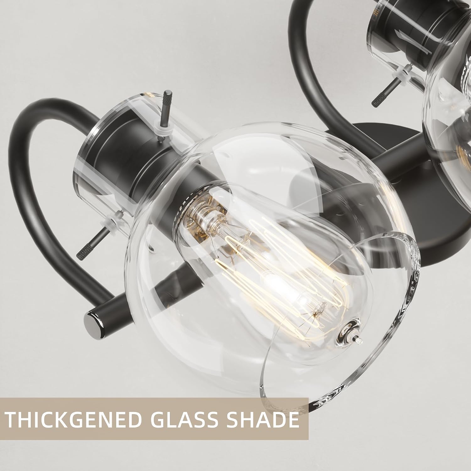 Matte Black Bathroom Vanity Light Fixtures, 4 Light Vanity Lighting Fixtures with Clear Glass Shade, E26 Base, UL Certification (Exclude Bulb)
