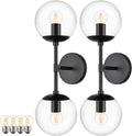 KoKo&Yukina 2 Pack Mid Century Modern Bathroom Vanity Light Matte Black Vanity Lighting Fixtures Modern Wall Sconce 2-Lights Globe Vanity Light with Clear Glass Shade for Bathroom(Bulb Incl.)
