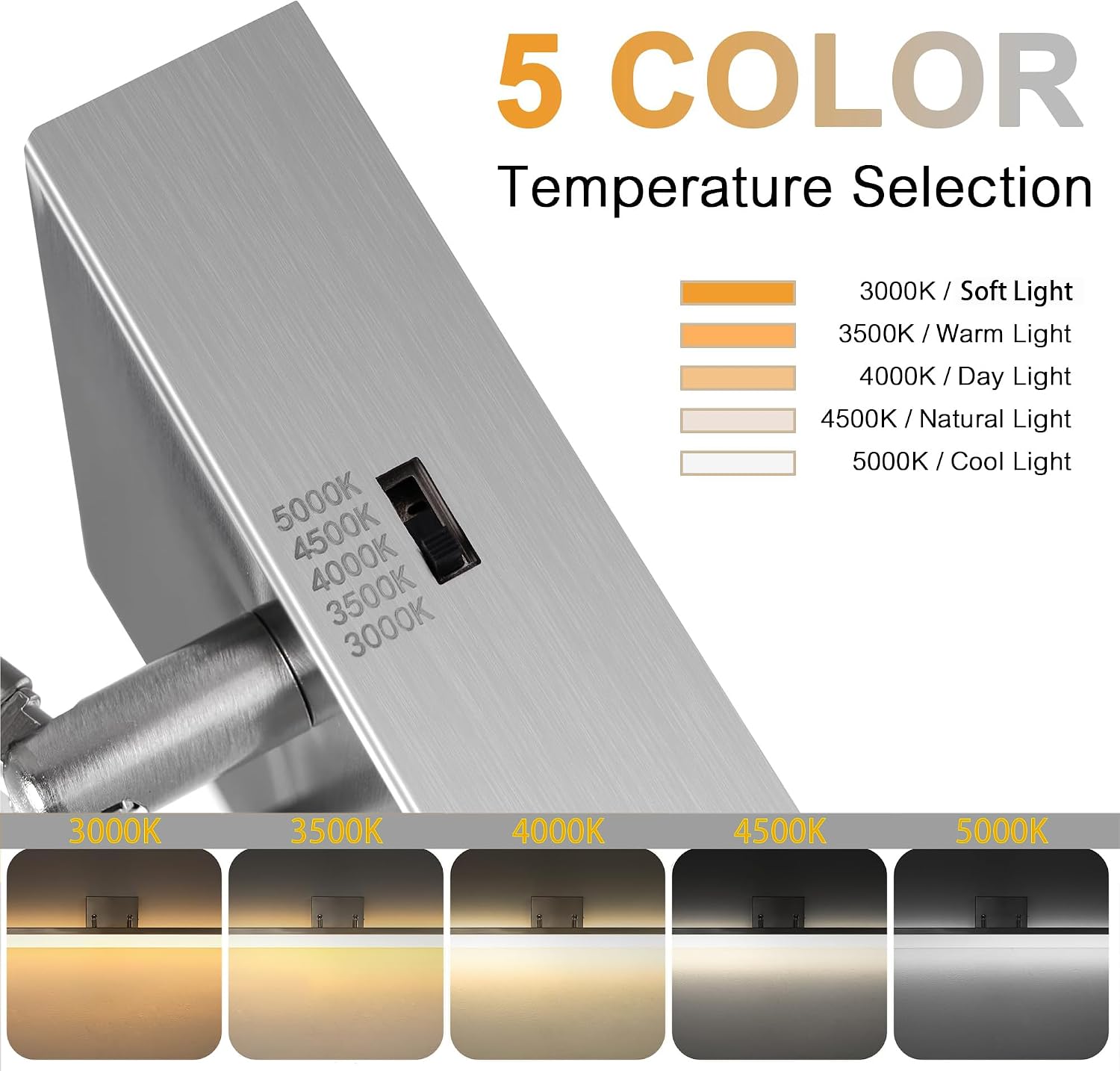 48 inch LED Modern Bathroom Vanity Lighting Fixtures Over Mirror, Brushed Nickel Adjustable Makeup Vanity Light Bar Dimmable 5CCT 46W 3000K-5000K