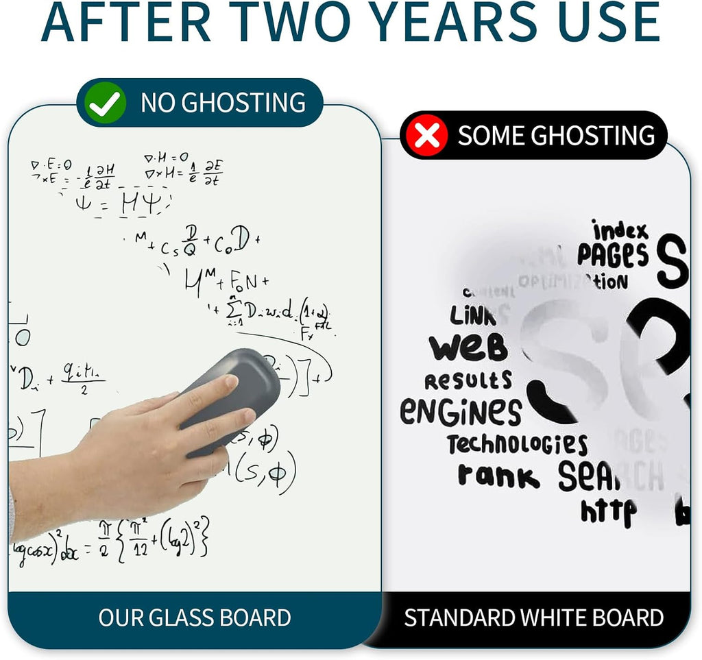 Magnetic Glass Whiteboard 6' x 3', Large Glass Dry Erase Board 70 x 35 Inches for Wall, Large White Board Frameless for Office Home & School