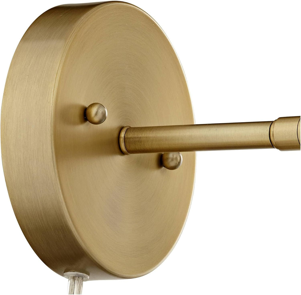 360 Lighting Carla Modern Wall Lamps Set of 2 Polished Brass Plug-in 5' Fixture Adjustable Cylinder Metal Shade for Bedroom Bedside House Reading Living Room Home Hallway Dining Decor