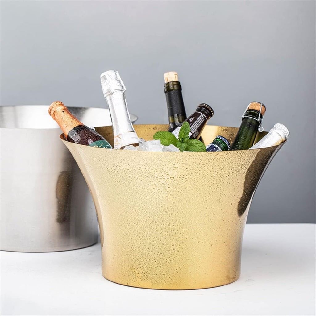 Ice Bucket Champagne Bucket Ice Bucket Container Large Stainless Steel Champagne Ice Wine Basin Party Ice Bucket for Home Bar, Chilling Beer and Wine Ice Bucket Beverage Tub (Color : Brass)