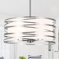 ACNKTZ 19.7'' Brushed Nickel Drum Chandeliers for Dining Room, 5-Lights Kitchen Chandeliers Over Table, Entryway Light Fixture Hanging, Industrial Round Chandelier for Living Room Stairwell Bedroom