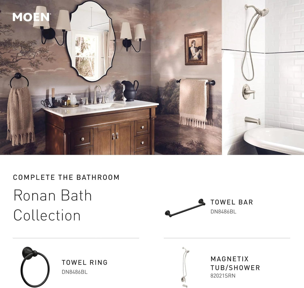Moen Ronan Spot Resist Brushed Nickel Single-Handle Modern Tub and Shower Faucet with Round Handheld Rain Shower Spray Head Featuring Magnetix, Valve Included, 82021SRN