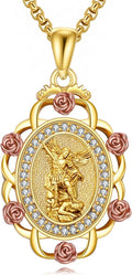 Sterling Silver St Michael/St Christopher/St Barbara/St Jude/St Dymphna/Virgin Mary Necklace Patron Saint Pendant Amulet Medal Religion Jewelry Gifts for Men Women