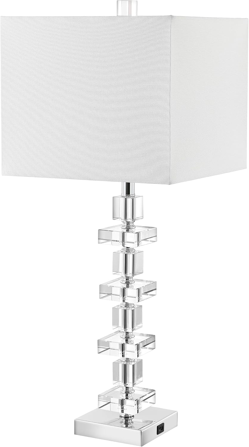 SAFAVIEH Lighting Collection Modern Deco 28-inch Bedroom Living Room Home Office Desk Nightstand Table Lamp Set of 2 (LED Bulbs Included)
