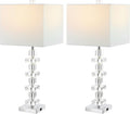 SAFAVIEH Lighting - Deco 28.5' Crystal Table Lamp Set of 2 with USB Charging Port, Chrome Bedroom Living Room Home Office Lighting, LED Bulbs Included (LIT4169A-SET2-U)