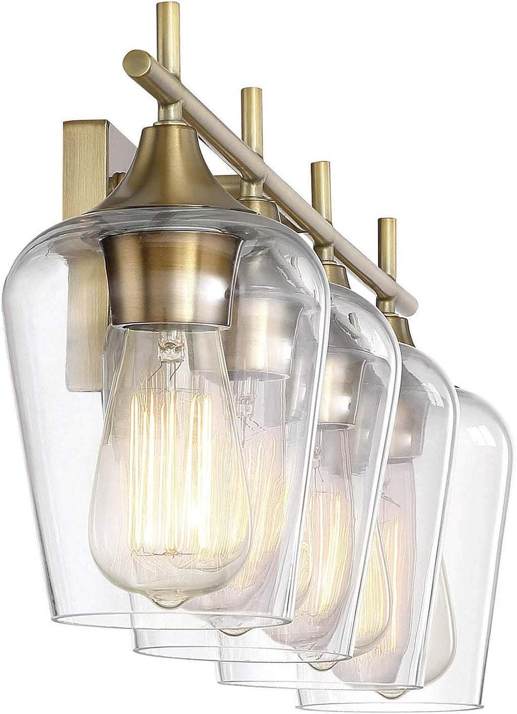 Savoy Essentials 8-4030-4-322 Octave Bohemian Clear Glass Bathroom Vanity Wall Light, 4-Light 240 Total Watts, 10' H x 29' W, Warm Brass