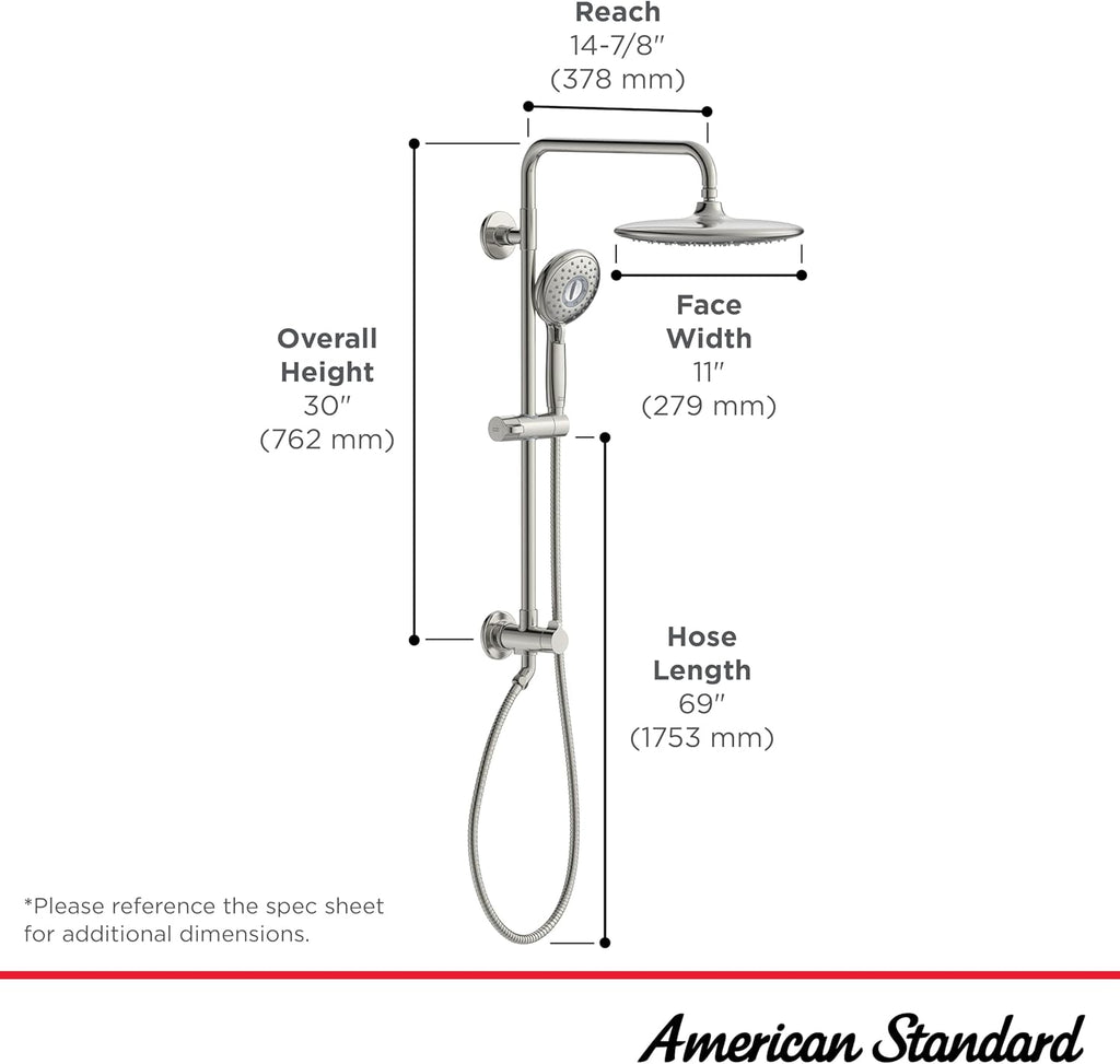 American Standard 1029072430 Spectra Versa 24-Inch 4-Function Retrofit Shower System with Rain Shower Head with Handheld Sprayer, 1.8 GPM, Matte Black