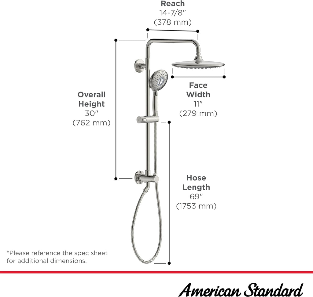 American Standard 1029072950 Spectra Versa 24-Inch 4-Function Retrofit Shower System with Rain Shower Head with Handheld Sprayer, 1.8 GPM, Brushed Nickel