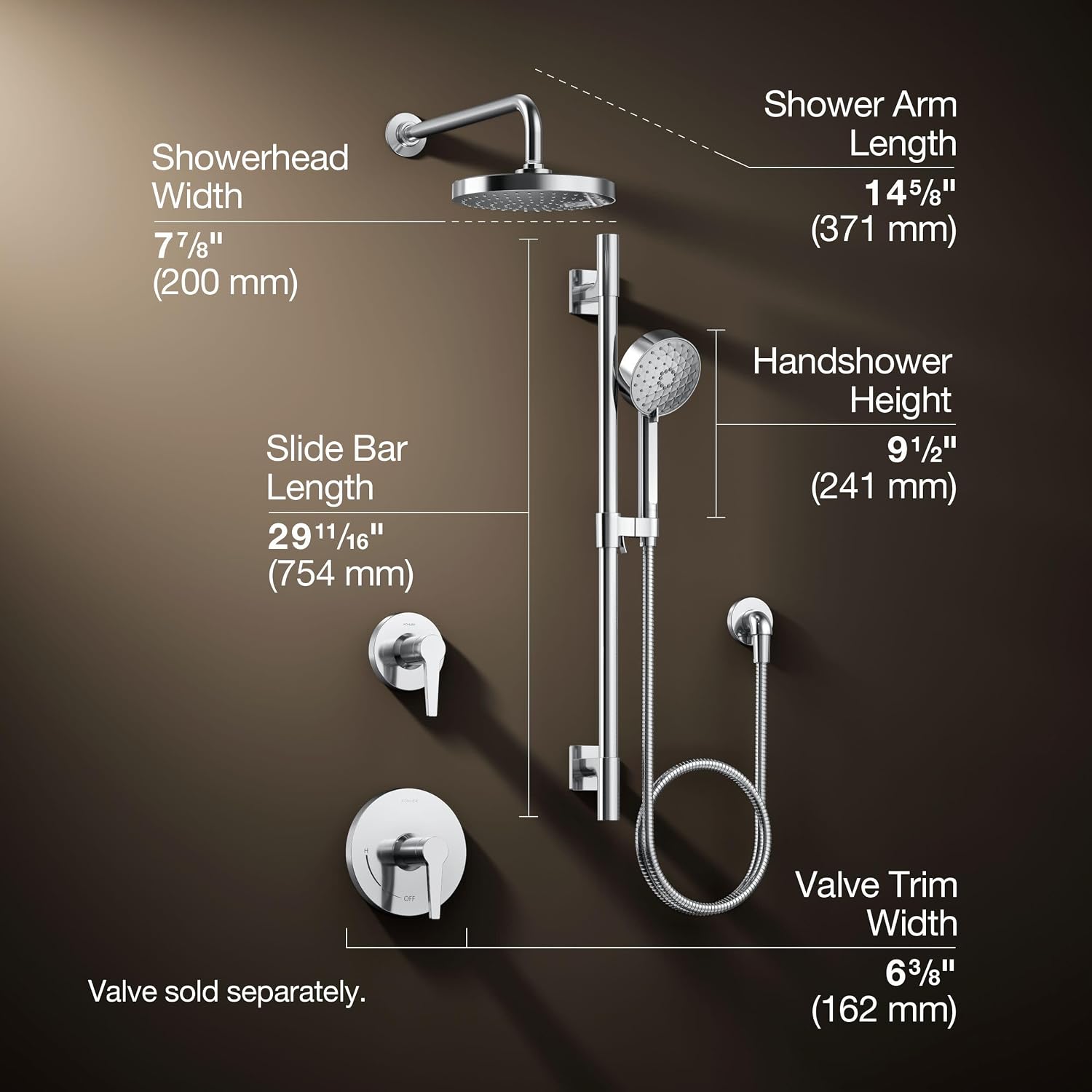 KOHLER 26914-Y-CP Awaken Showering Kit, 2.5 GPM, Three Spray Experiences, Wide Coverage, Intense Drenching & Targeted, Polished Chrome