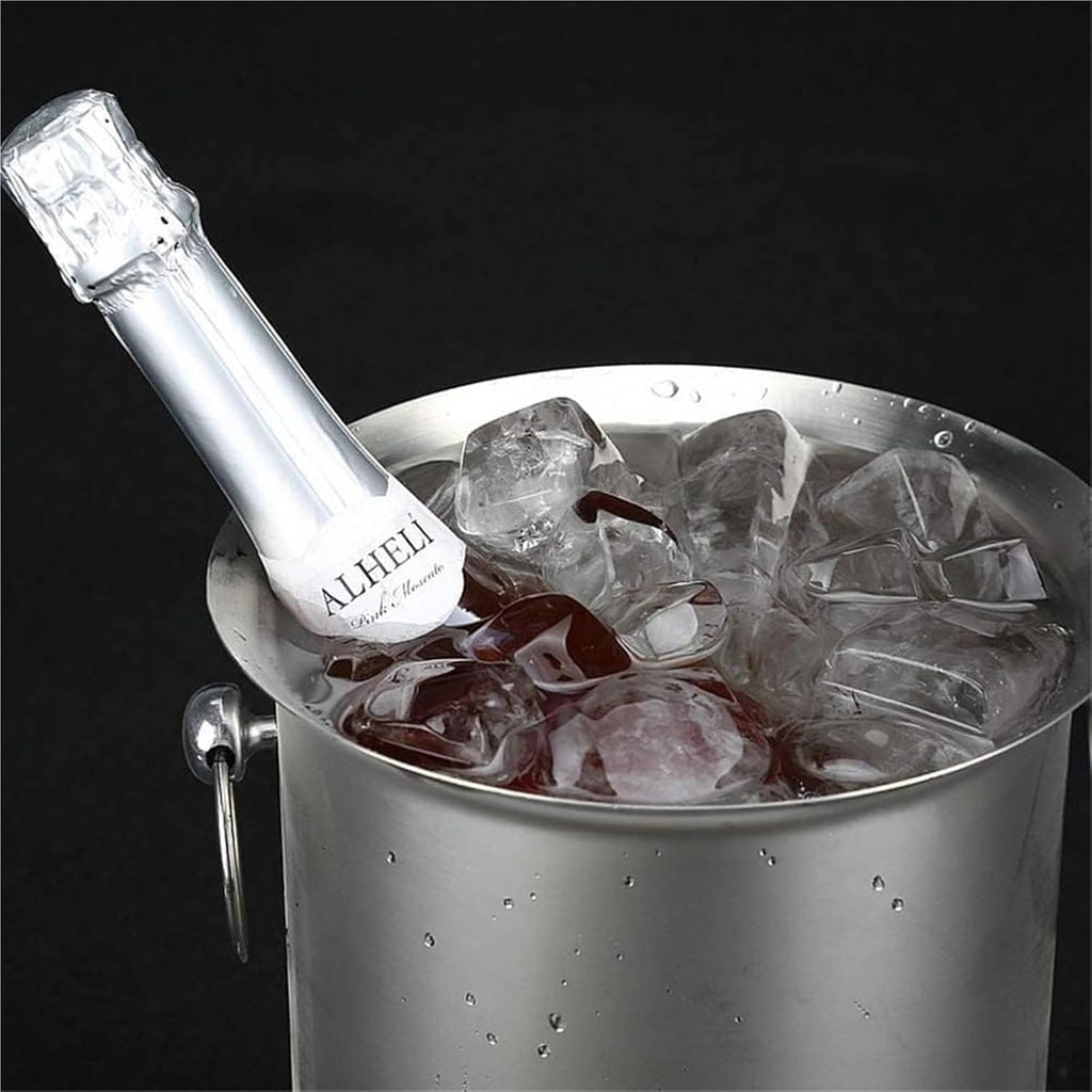 Ice Buckets for Parties, Stainless Steel Wine/Champagne Cooler Bucket Camping Beverage Carry Handle