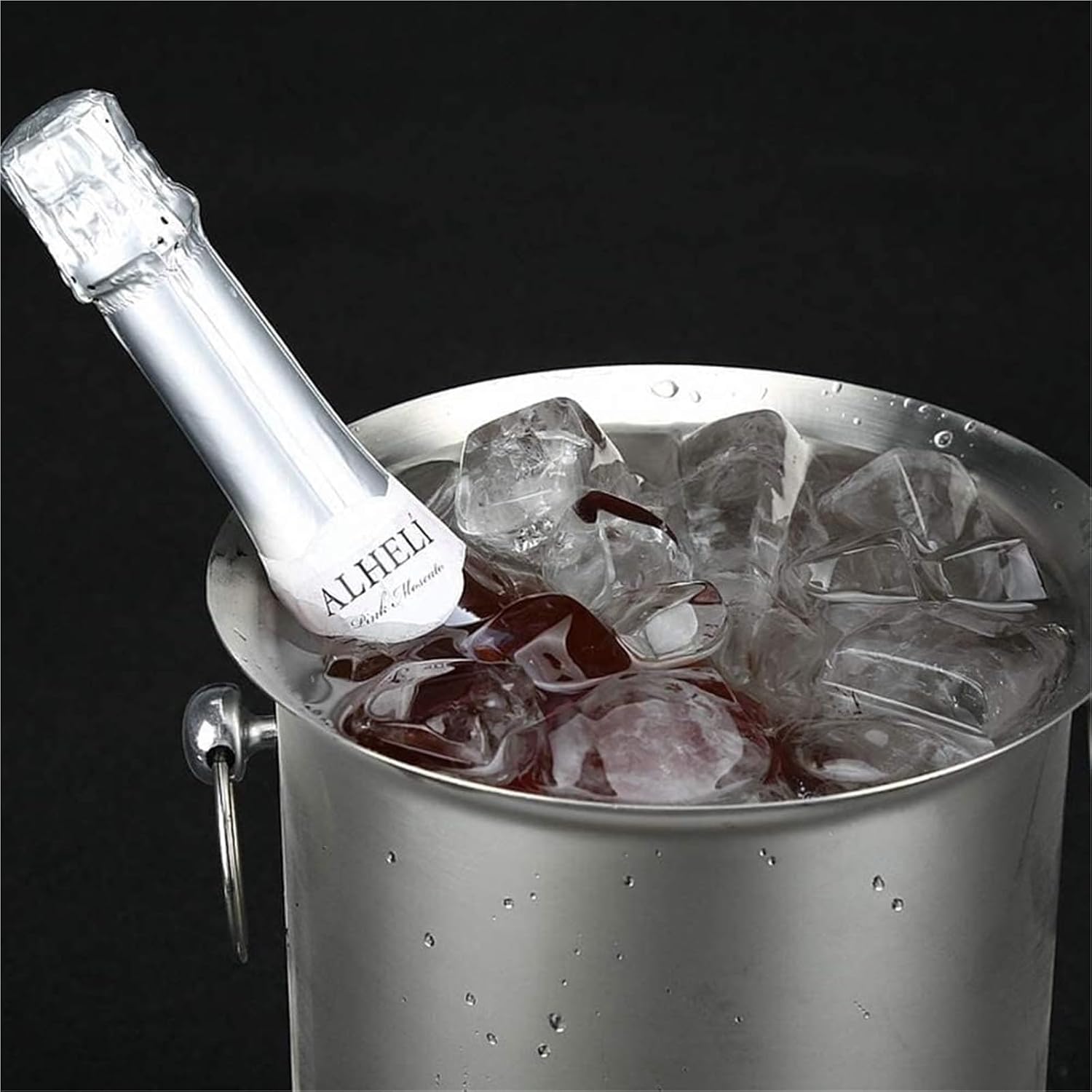 Ice Buckets for Parties, Stainless Steel Wine/Champagne Cooler Bucket Camping Beverage Carry Handle