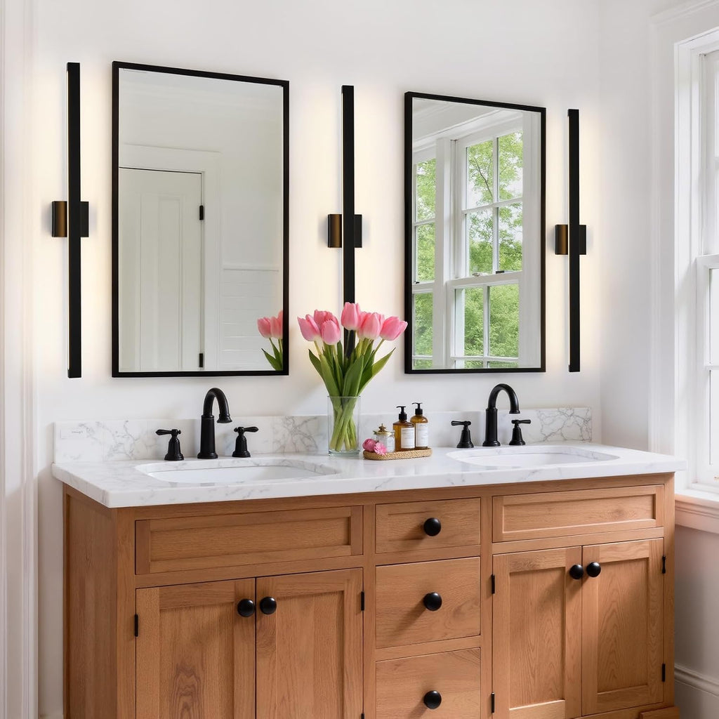 Modern Bathroom Lighting Fixtures Over Mirror, 39 Inch 30W Black Vanity Light Bar for Bathroom, Dimmable 5CCT LED Bathroom Wall Light Fixtures