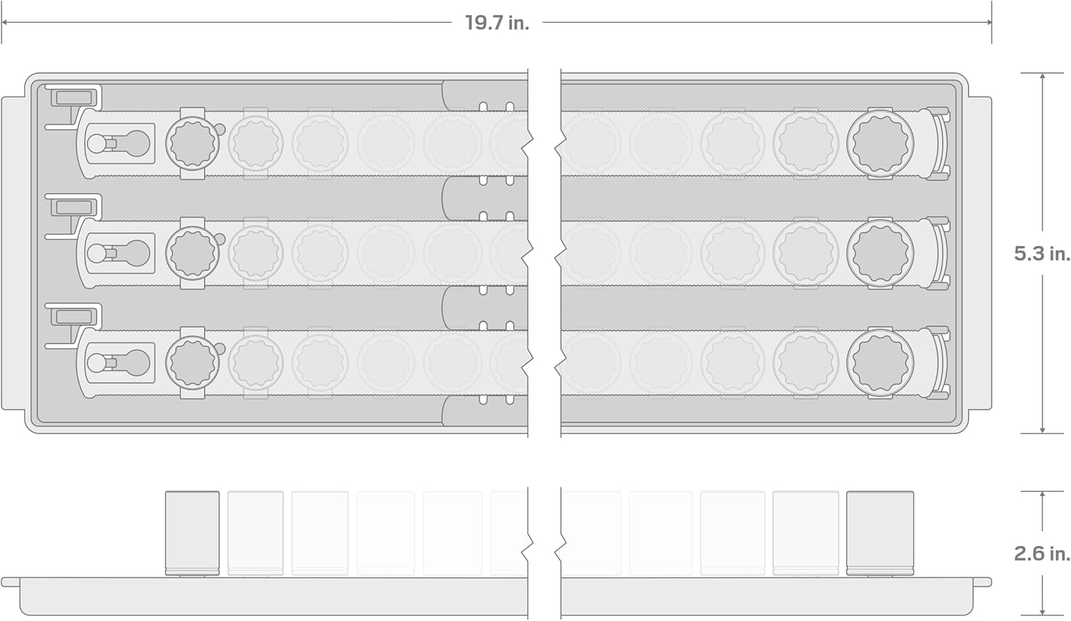 TEKTON 1/2 Inch Drive Shallow 12-Point Socket Set with Rails and Tray, 29-Piece (10-38 mm) | SHD92128