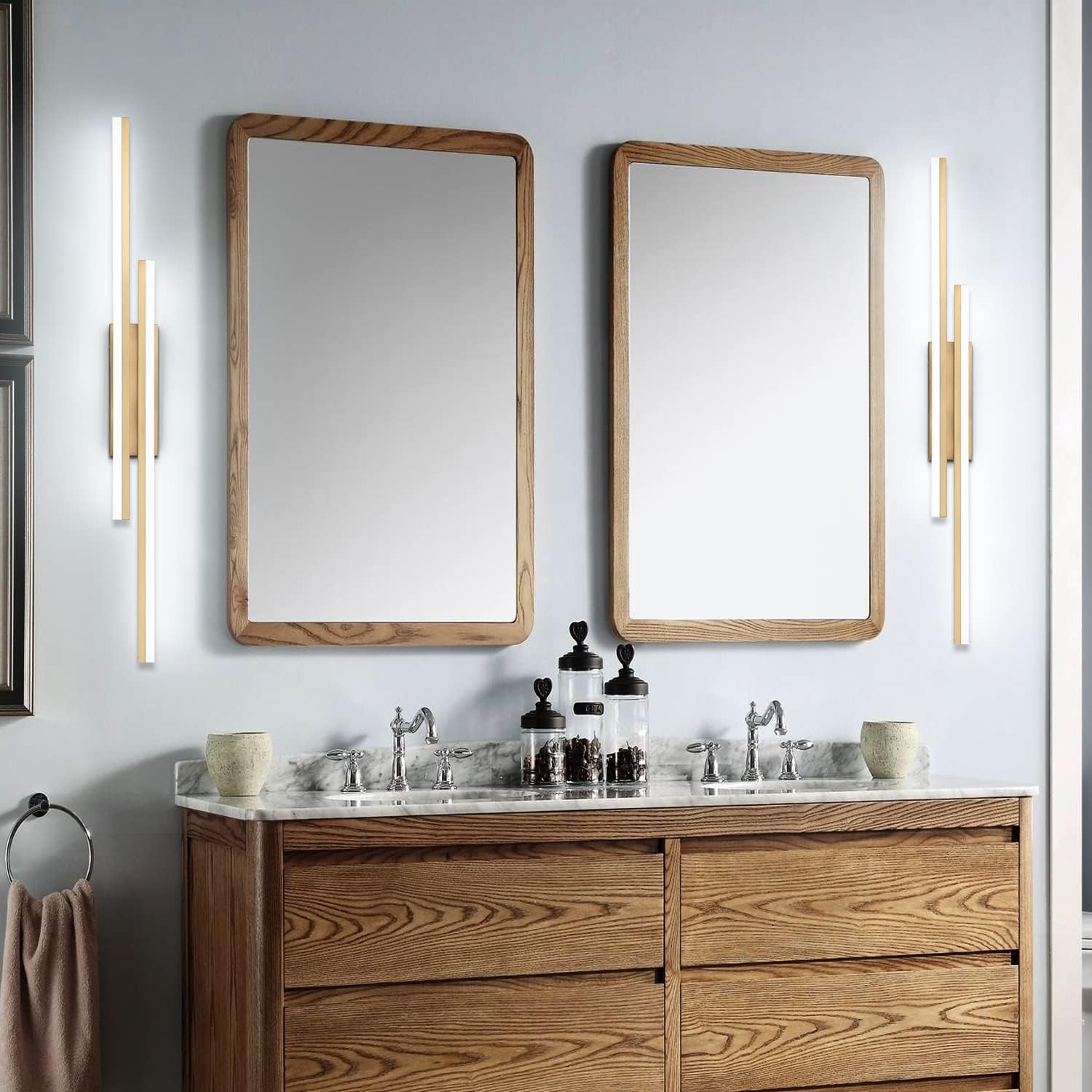 PRESDE 48 Inch Bathroom Light Fixtures Brushed Gold Vanity Light Bar LED Modern Bath Lighting Over Mirror Dimmable