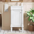 Virubi 18 Inch Bathroom Vanity with Sink, Small Bathroom Vanity for Powder Room, Adjustable Shelf and Soft-Close Door, Solid Wood Frame Bathroom Storage Cabinet(White)