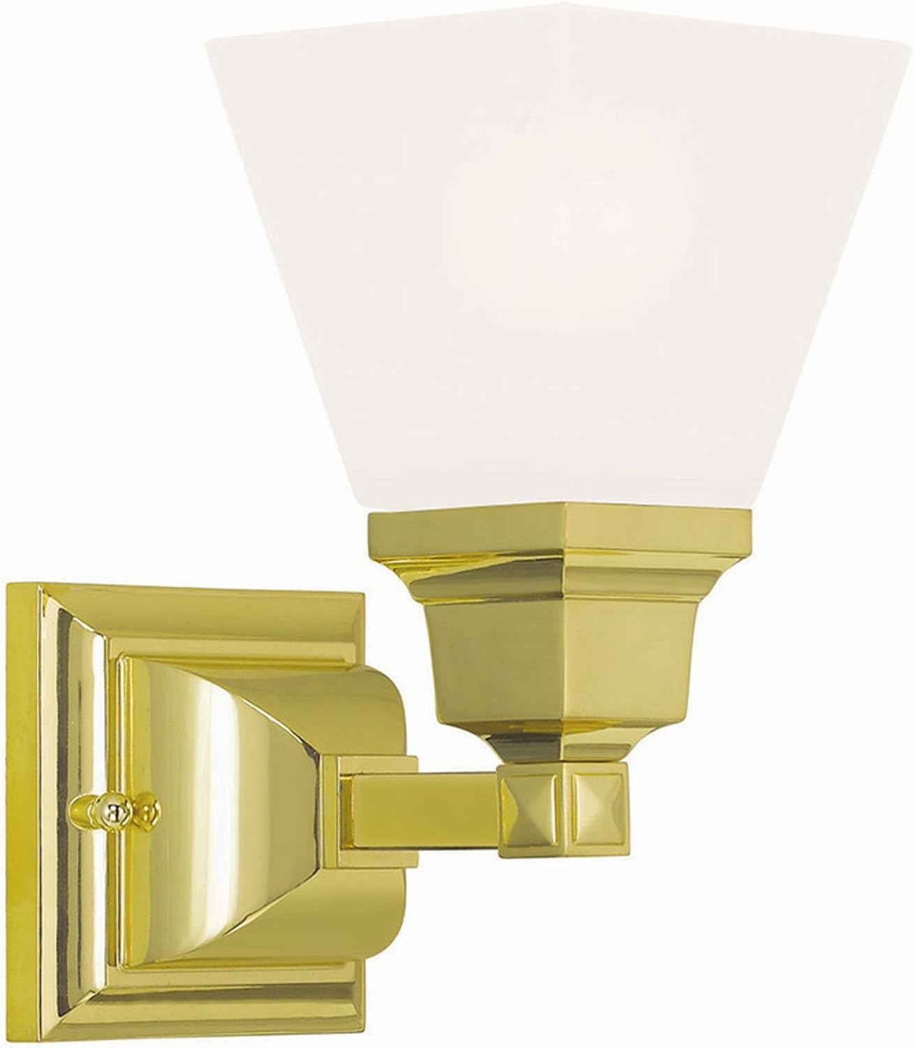 Livex Lighting 1031-02 Mission 1 Light Wall Sconce, Polished Brass