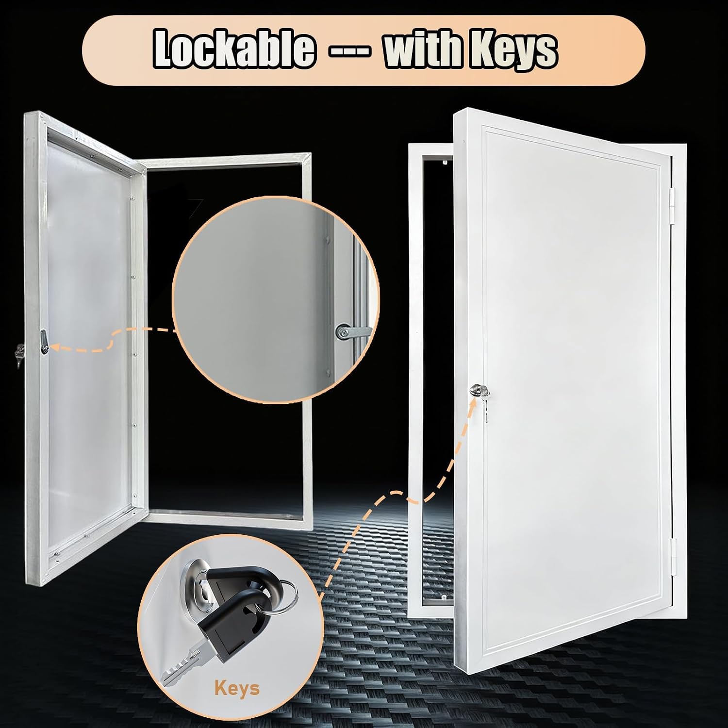LXLZYXSF Drywall Access Panel Cover with Key, White Aluminum Access Door Lockable, Metal Plumbing Inspection Hatch, Customizable Heavy Duty Attic Door