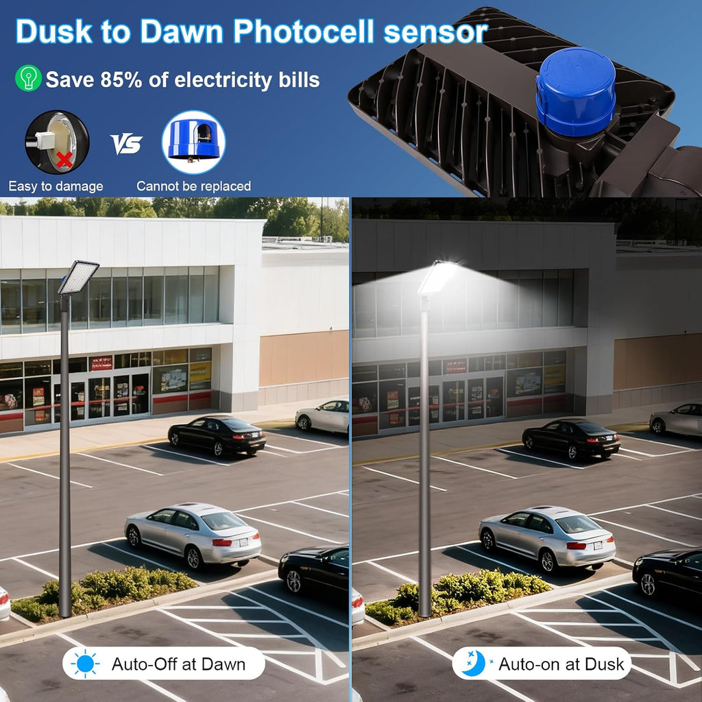 240W Parking Lot Light 36000LM 5000K Dusk to Dawn Pole Mount 3Pack | IP65 Watreproof, 180° Adjustable Bracket 100-277V Commercial LED Shoebox Light for Warehouse, Barn, Driveway
