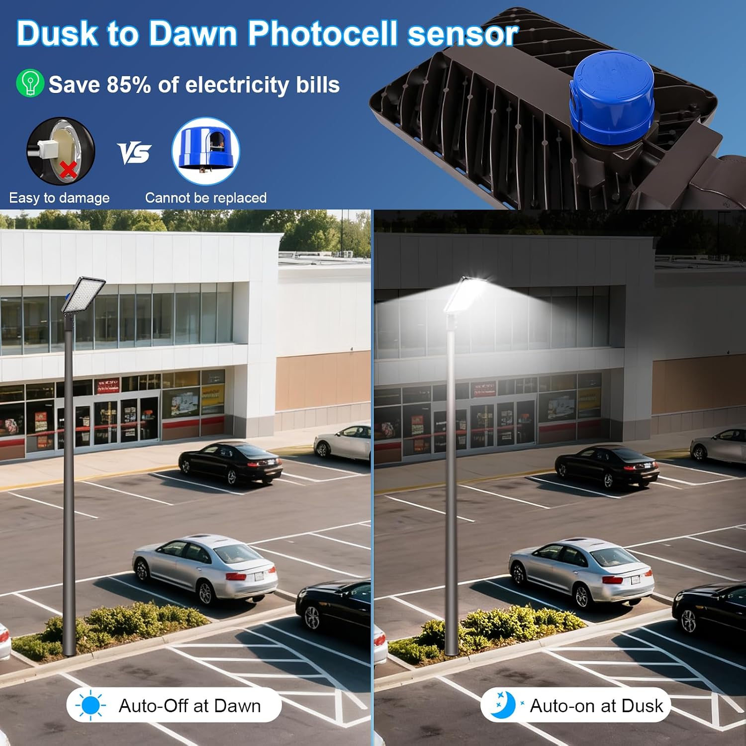 240W Parking Lot Light 36000LM 5000K Dusk to Dawn Pole Mount 3Pack | IP65 Watreproof, 180° Adjustable Bracket 100-277V Commercial LED Shoebox Light for Warehouse, Barn, Driveway