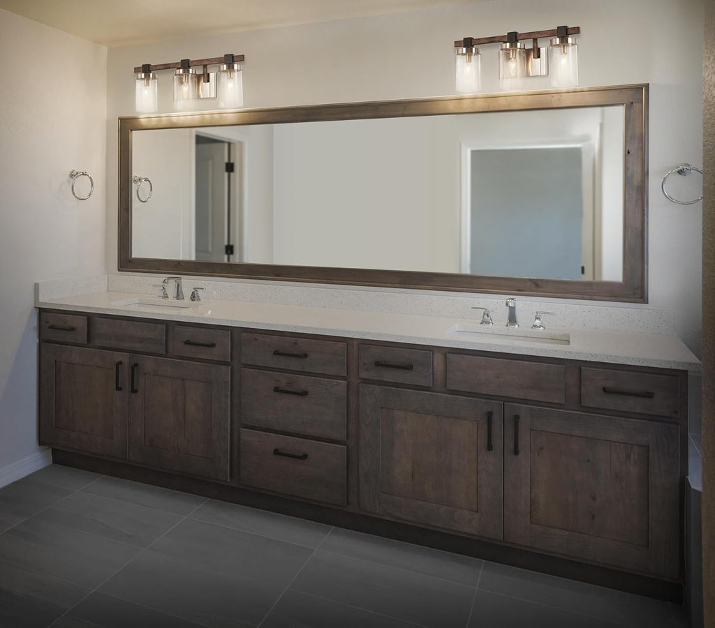 Minka Lavery 4633-106 Bridlewood Vanity Bath Light, 3-Light, 180 Total Watts, 22.5-in H x 8.75-in W, Stone Grey w/Brushed Nickel
