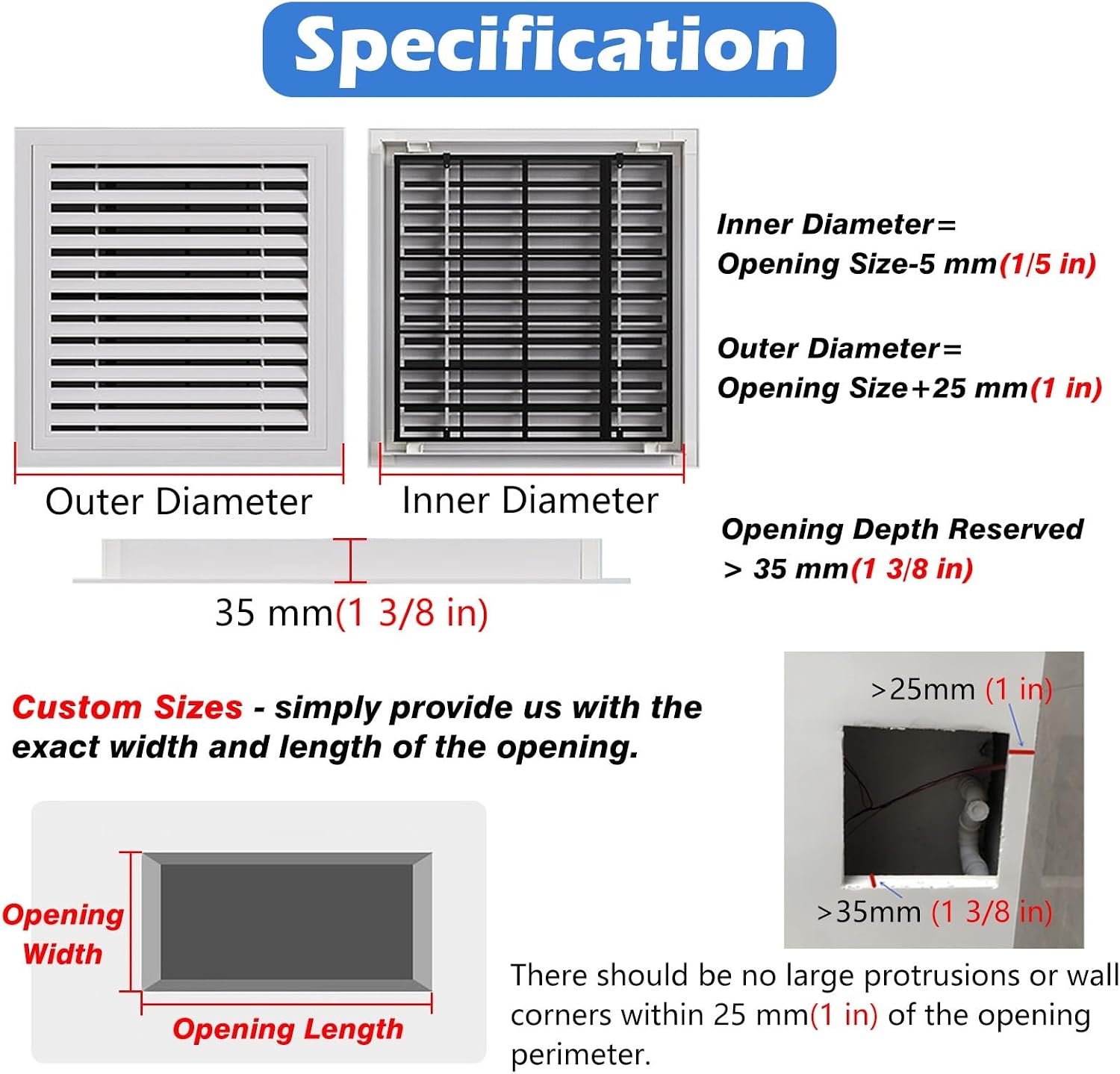 Ceiling Access Panel for Drywall with Vent, White Louvered Service Access Door for Hide Plumbing/Water Heater/Electrical Switch, Surface Mounted Plastic Wall Access Plate(12x15inch)