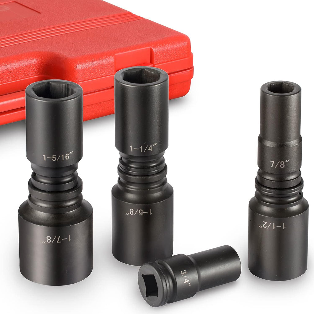3/4' Drive Impact Socket Set, 21 Piece Deep Socket Assortment, 6-Point Deep Imperial Sizes (3/4-Inch to 2-Inch) | Cr-Mo Steel Includes Adapters and Ratchet Wrench Andextension Rod