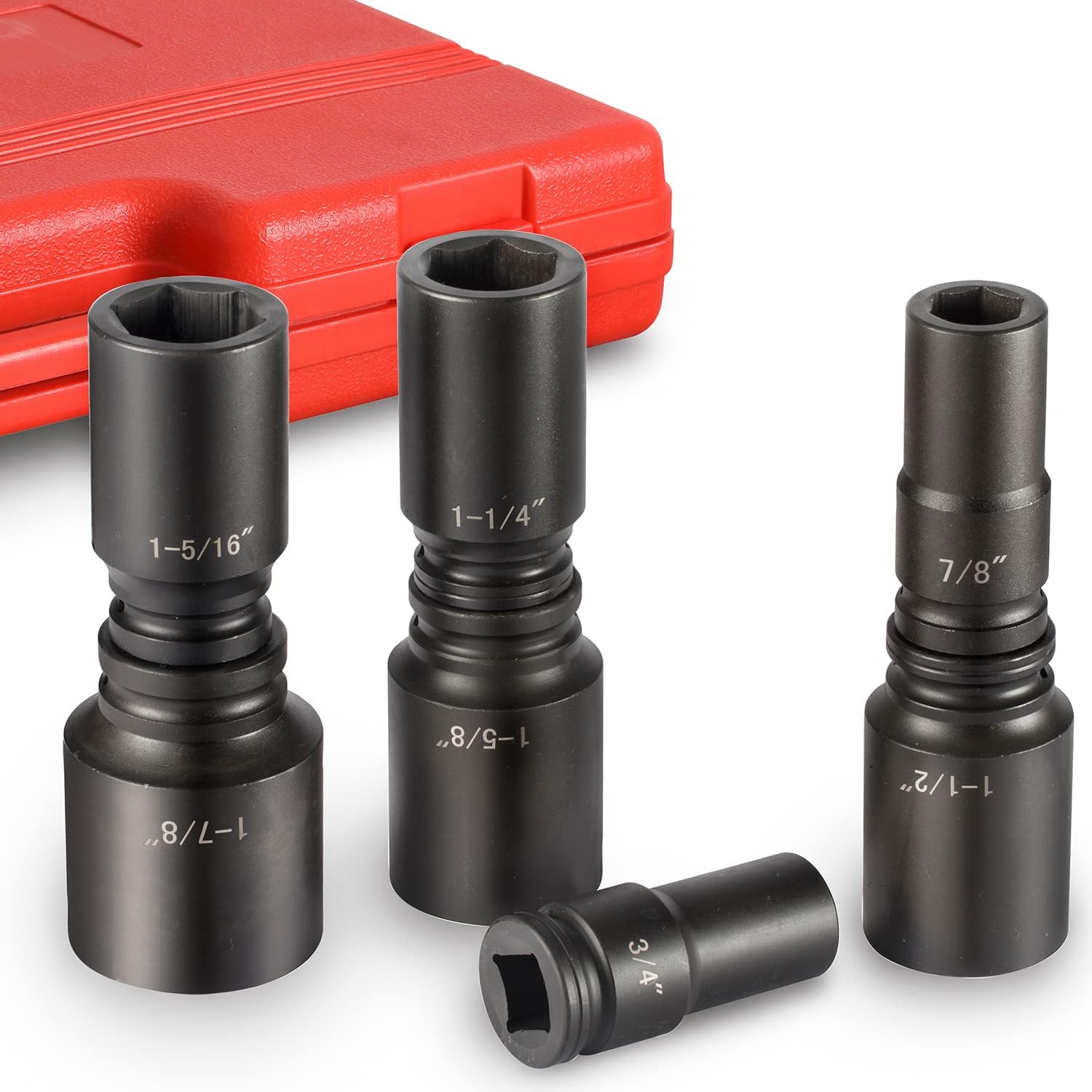 3/4' Drive Impact Socket Set, 21 Piece Deep Socket Assortment, 6-Point Deep Imperial Sizes (3/4-Inch to 2-Inch) | Cr-Mo Steel Includes Adapters and Ratchet Wrench Andextension Rod