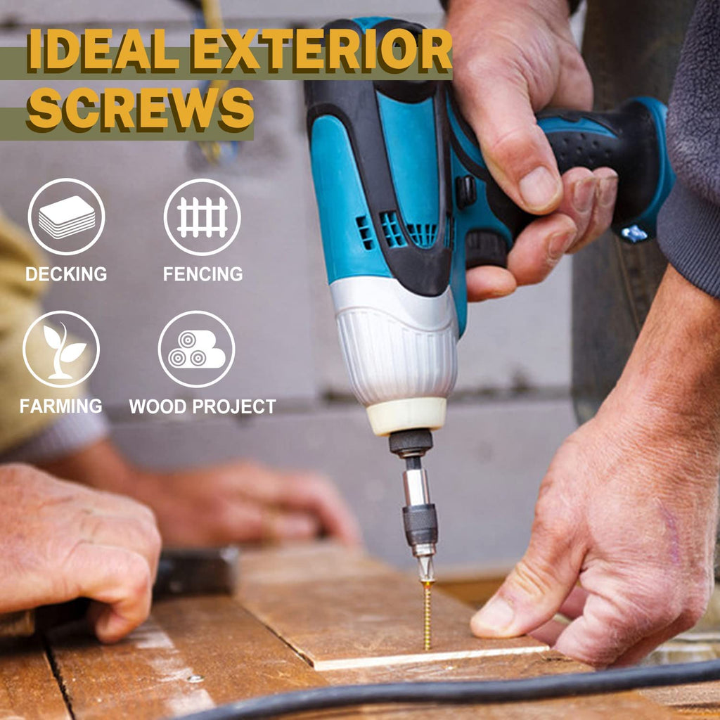 LIONMAX Deck Screws 3 Inch 25 lb Bulk, Wood Screws #10 x 3, Rust Resistant, Exterior Epoxy Coated for Outdoor Projects, Torx Drive, Coarse Thread, T25 Star Bit Included, Tan, 1700 Pieces
