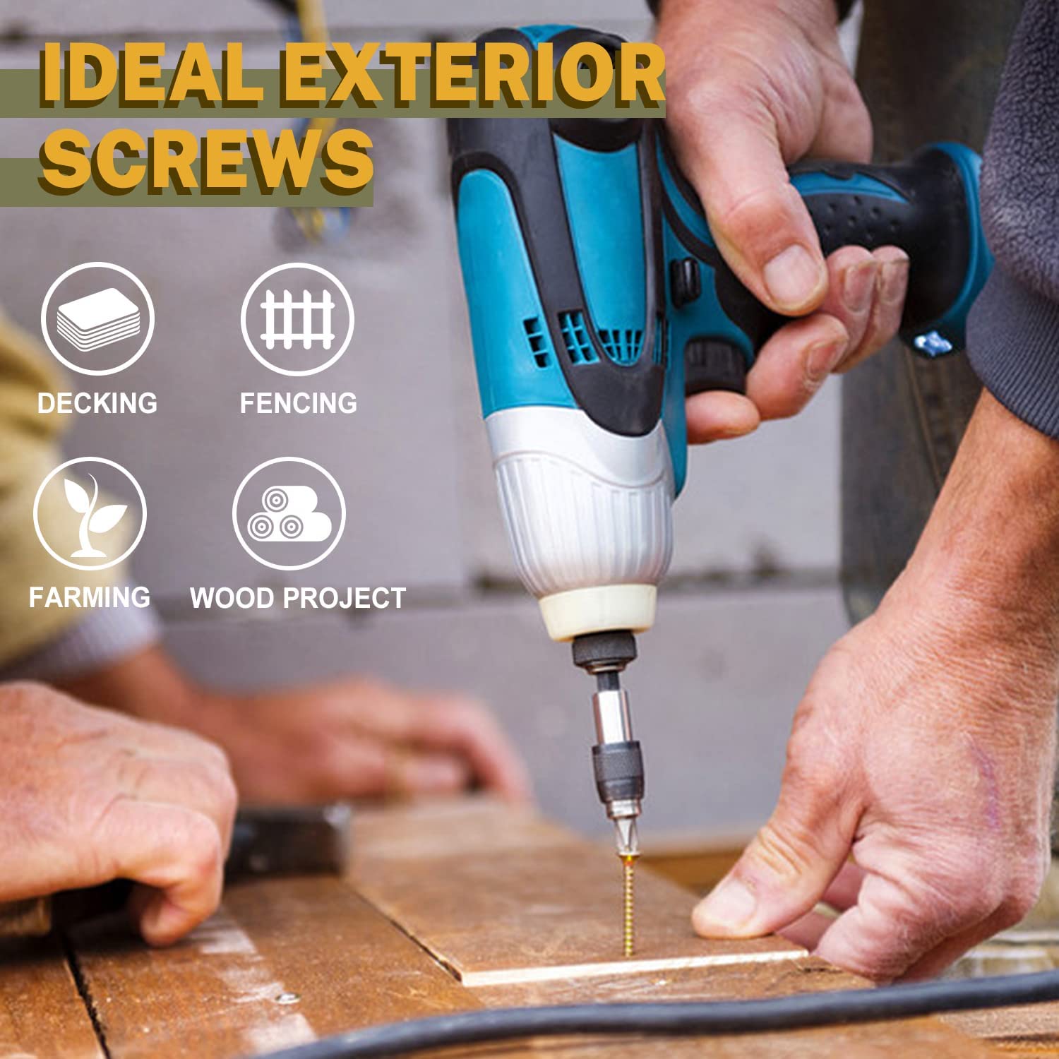 LIONMAX Deck Screws 3 Inch 25 lb Bulk, Wood Screws #10 x 3, Rust Resistant, Exterior Epoxy Coated for Outdoor Projects, Torx Drive, Coarse Thread, T25 Star Bit Included, Tan, 1700 Pieces