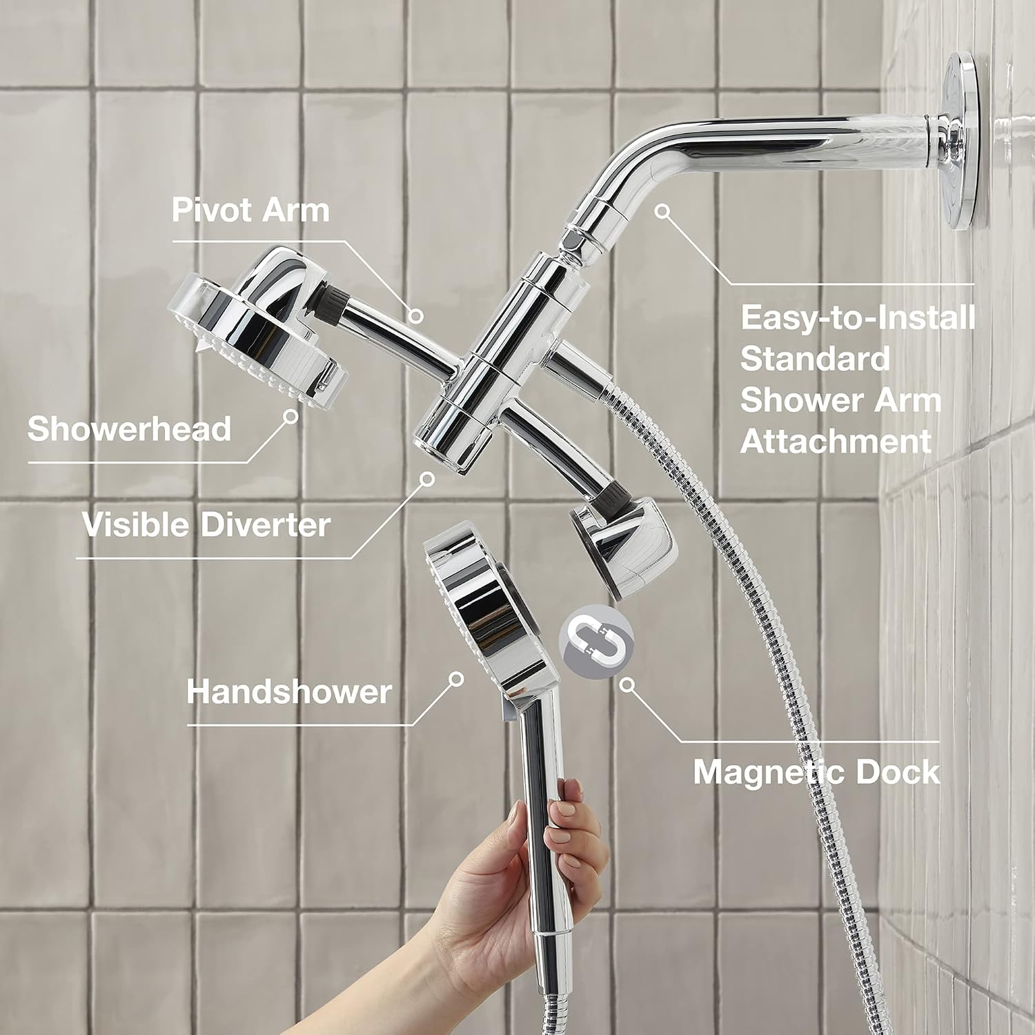 KOHLER K-23218-CP Awaken 2-in-1 Multifunction Shower Combo Kit, Durable Materials, Versatile Spray, Polished Chrome