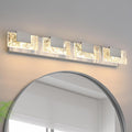 LED Bathroom Vanity Light: 32 Inch Brushed Nickel Acrylic Modern Lighting Fixtures - 4-Lights Contemporary Smoke Design Wall Lights Fixture Over Mirror 3000K