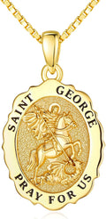 14K Gold Saint Medal Necklace for Women, Catholic Patron Saint Pendant Necklace, Christian Religious Jewelry Gift for Confirmation Baptism Communion Christmas Birthday