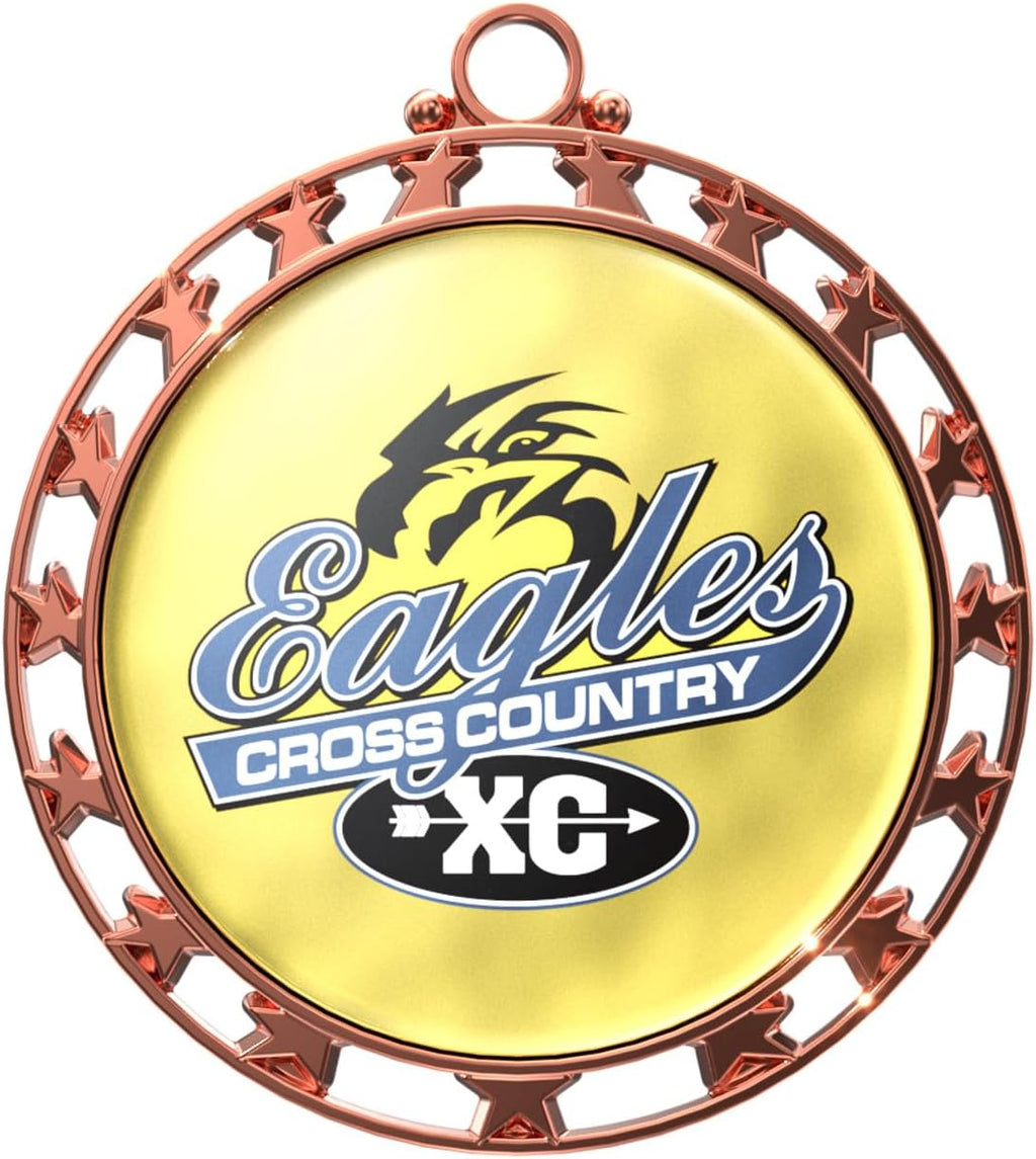 Express Medals Various Styles (Packs of 12 to 500) of Full Color Custom Logo Design Gold Silver Bronze Medals Trophy Award with Choice of Neck Ribbon Medal Trophies Gift Prize Tournament Awards