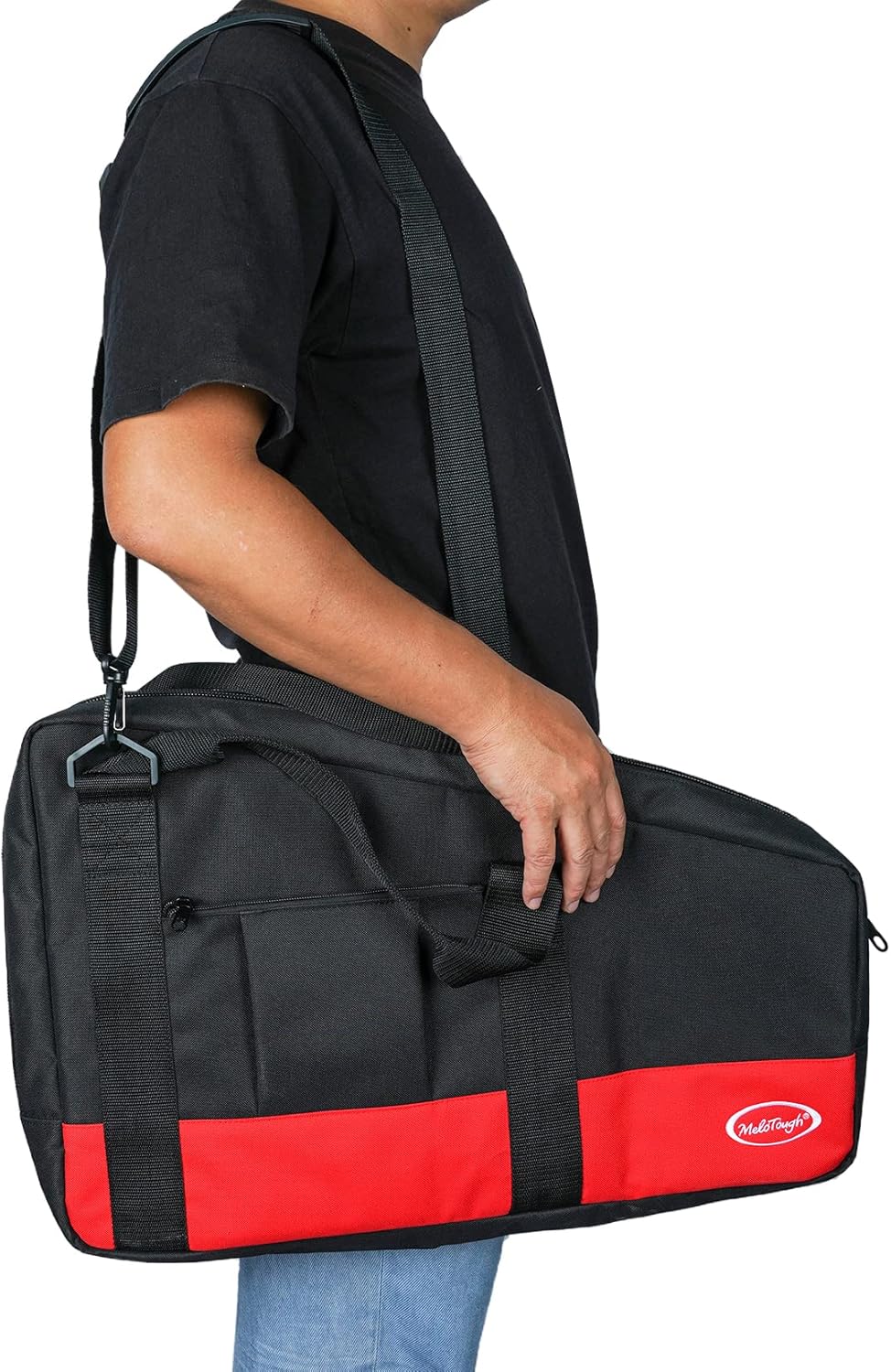 MELOTOUGH Heavy Duty Framing Nail Gun Tool Bag with Extra Storage Pockets Shoulder Strap, Rolling Tool Bag with Wheels with Concealed Telescoping Handle for Electrician,Construction,HVAC,Technician
