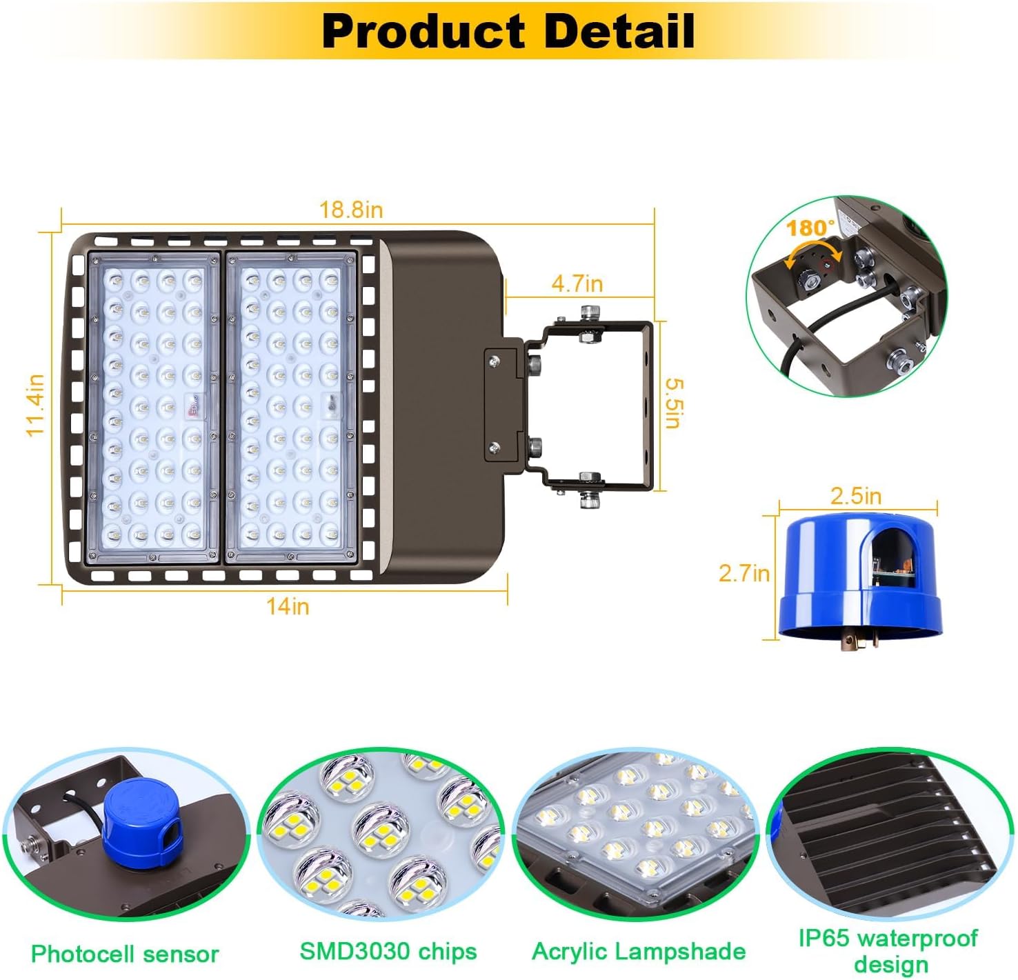 200W LED Parking Lot Light Outdoor,28000LM Bright Dusk to Dawn Floodlights Trunnion Yoke Wall Mount 5500K IP65 Waterproof Commercial Shoebox Barn Security Yard,Garage,Street Light 3 Pack