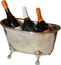 Le Bain Champagne and Wine Ice Bucket, Bathtub Shaped Claw Foot, Multi-Bottle - Large Capacity, Silver Aluminum Nickle, 16.5 Inches Long, Handmade