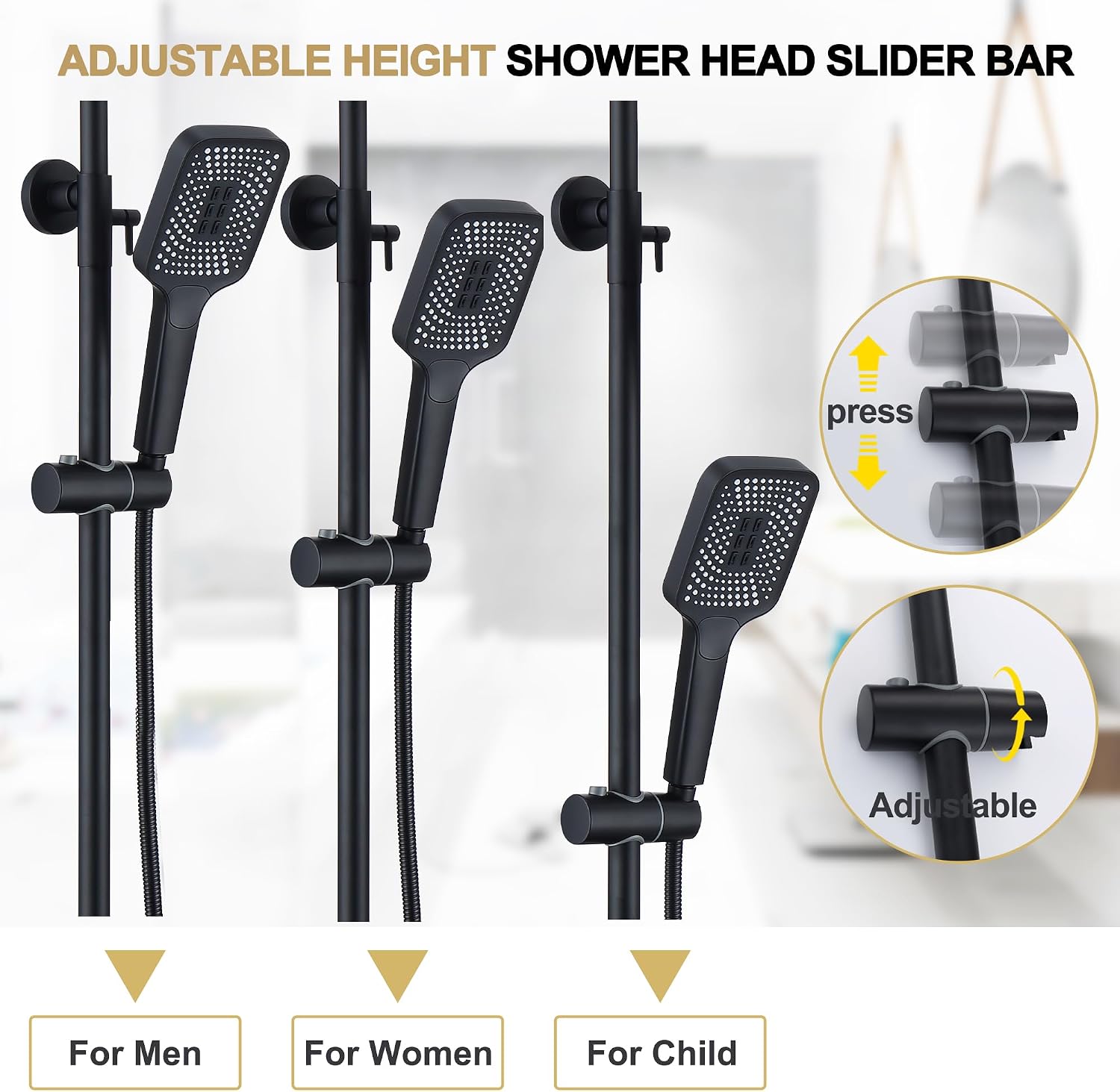 Shower Systems with 12 x8 Inches Rain Shower Head, Matte Black Exposed Pipe Shower System,3 Functions Tub Shower Faucet Sets,Overhead Shower System with Handheld