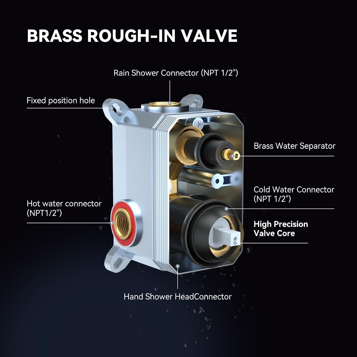 ELLO&ALLO Bathroom Shower Faucet Set Mixing Valve and Trim Kit, Complete Shower System with Rough-in Valve, Brushed Gold