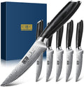 HOSHANHO Steak Knives Set of 6, 4.5 Inch Japanese Serrated Steak Knife Set, Ultra Sharp High Carbon Powder Steel Steak Knife with Pakkawood Handle