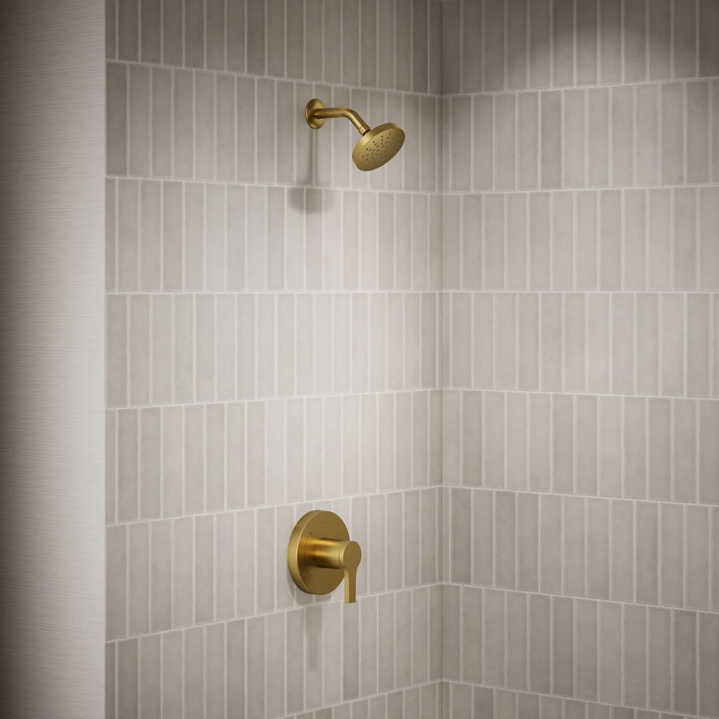 KOHLER TS35321-4G-2MB, Elate Rite-Temp Shower Trim with Single Function 1.75 GPM Showerhead, Vibrant Brushed Moderne Brass, Efficient Water Flow, Luxurious Shower Experience
