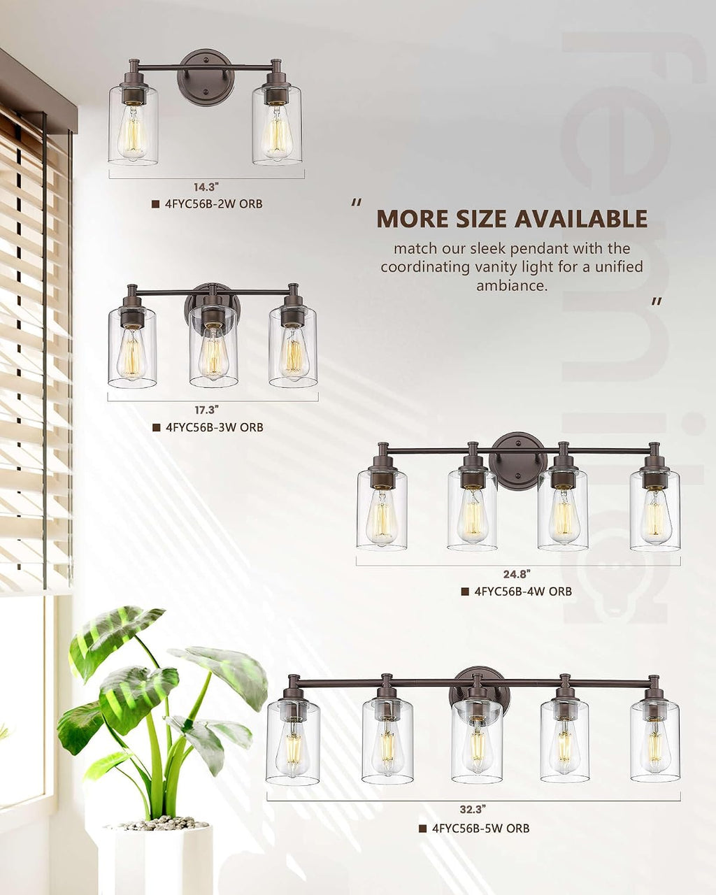 FEMILA 32' Bathroom Light Fixtures, Oil Rubbed Bronze Vanity Light, 5 Light Bathroom Lights Over Mirror, 4FYC56B-5W ORB