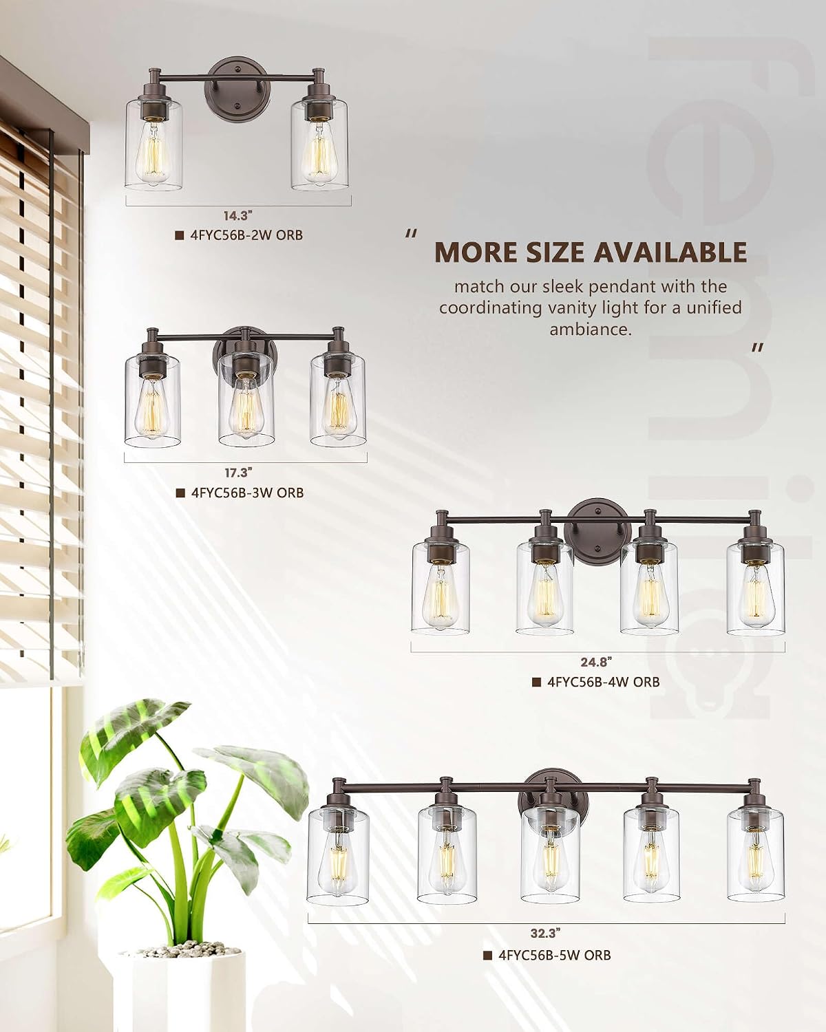 FEMILA 32' Bathroom Light Fixtures, Oil Rubbed Bronze Vanity Light, 5 Light Bathroom Lights Over Mirror, 4FYC56B-5W ORB