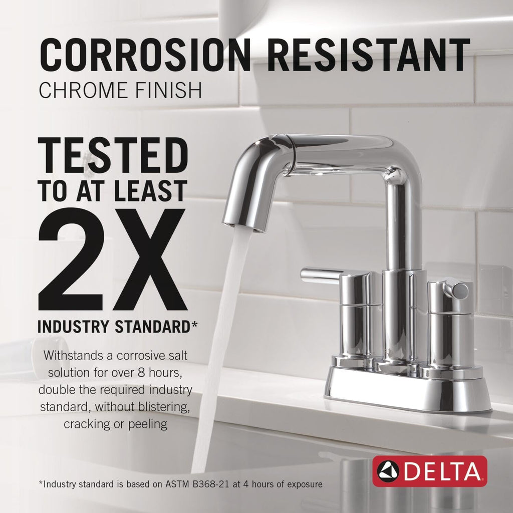 Delta Nicoli Centerset Chrome Bathroom Faucet, 4 Inch 3 Hole Bathroom Sink Faucet for Vanity, Push-Pop Drain Assembly, Chrome 25849LF