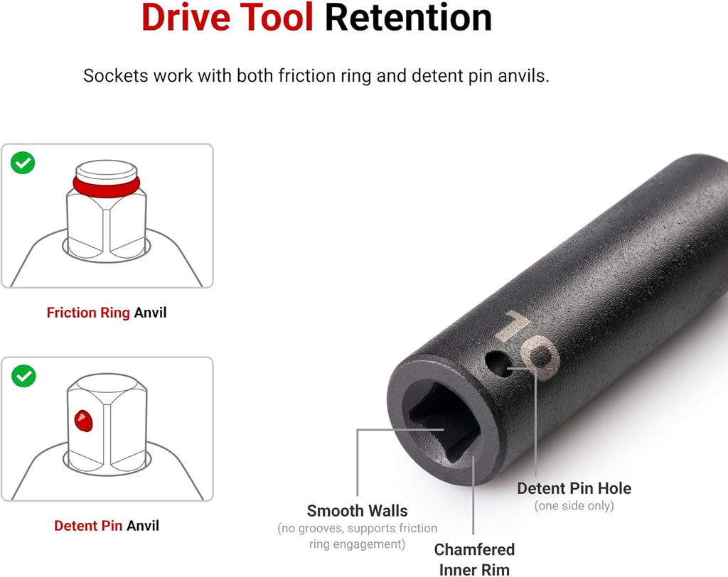 TEKTON 1/2 Inch Drive Deep 6-Point Impact Socket Set, 8-Piece (1-9/16-2 in.) | SID92005