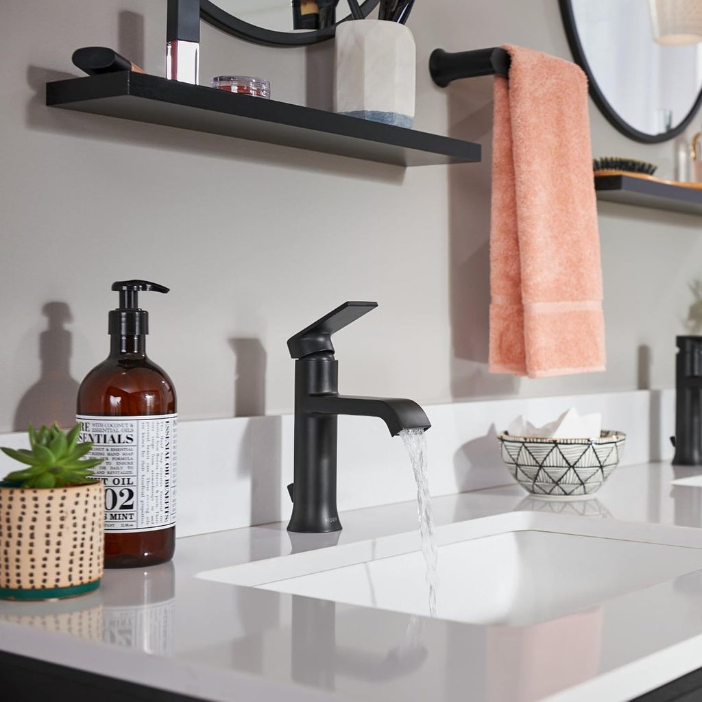Moen Genta LX Pressure Balancing Eco-Performance Modern Shower Trim with Showerhead and Lever Handle, Posi-Temp Valve Required, Matte Black, T2472EPBL
