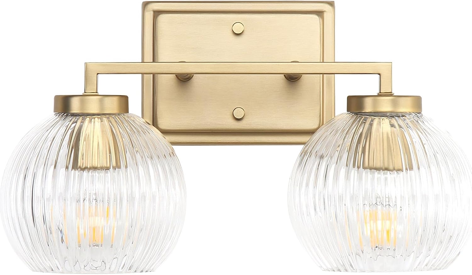 Elliott 2-Light Vanity Light in Brushed Champagne Bronze with Ribbed Clear Shade